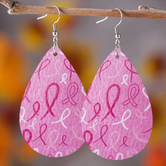 Breast Cancer Awareness Teardrop Earrings